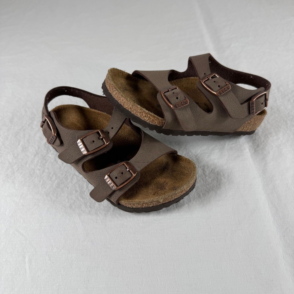 Birkenstock Kids's Size 25 US 7 Mocha Milano Birko-Flor Backstrap Sandals